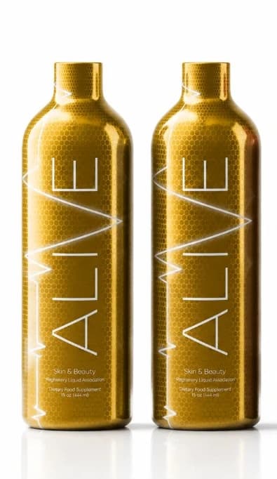 Two Alive Skin & Beauty gold bottles